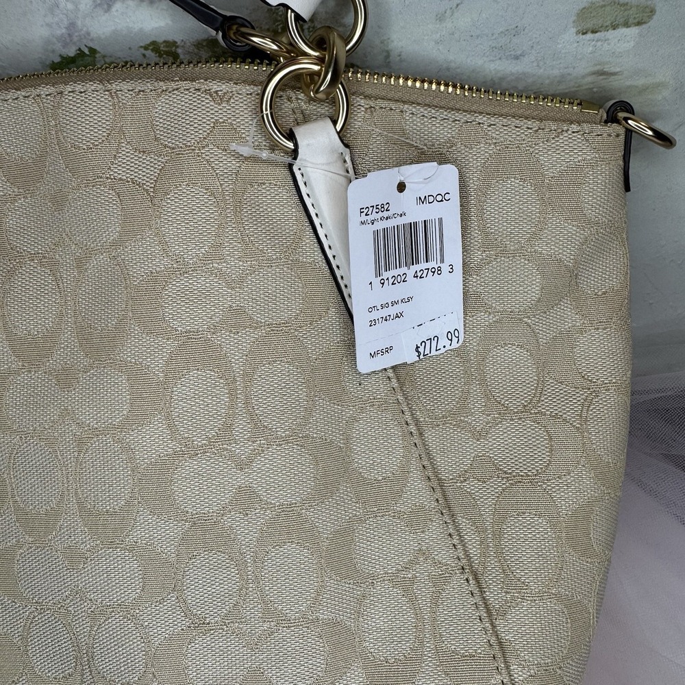 New Coach Leather 2 way Handbag Light Beige Auth Women Gift Crossbody White - Picture 3 of 8
